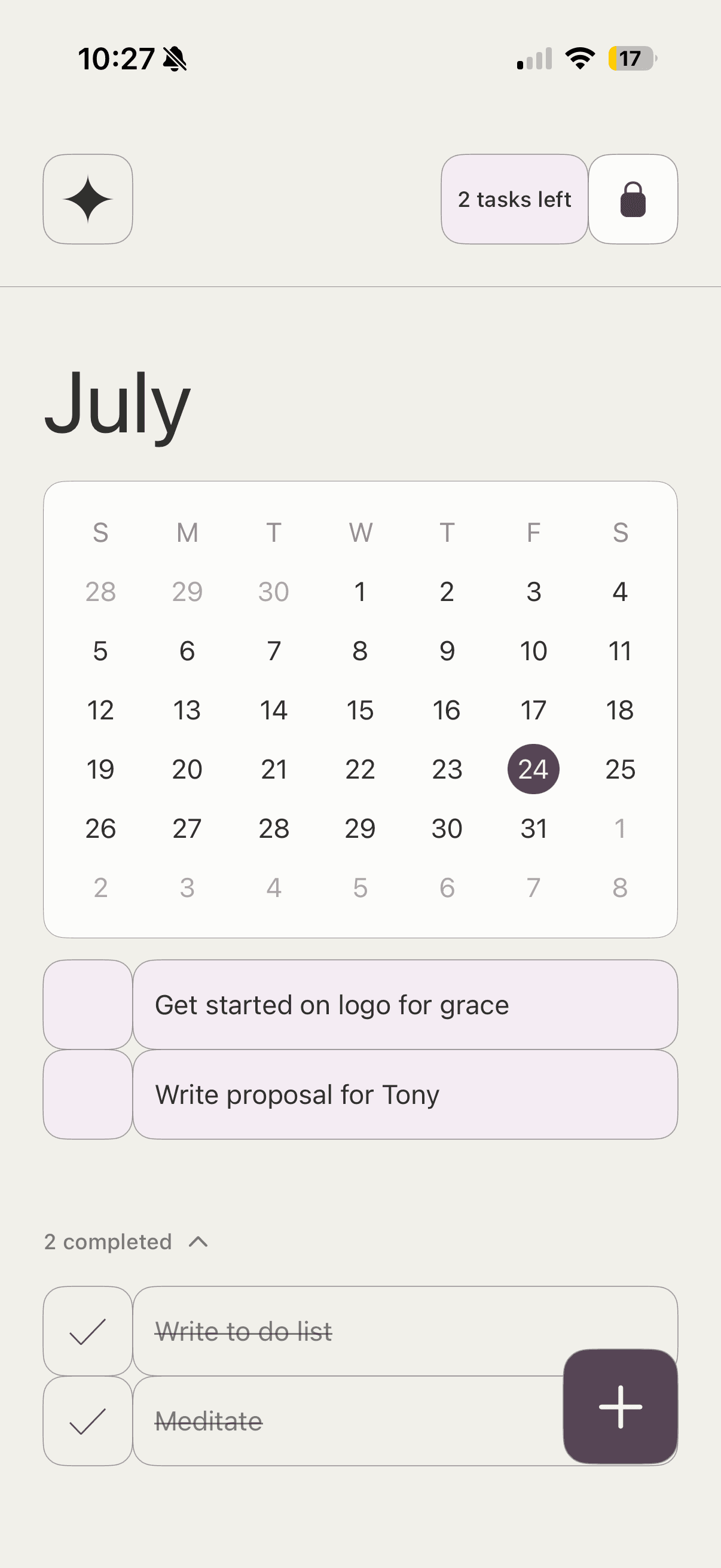 Lockin calendar view