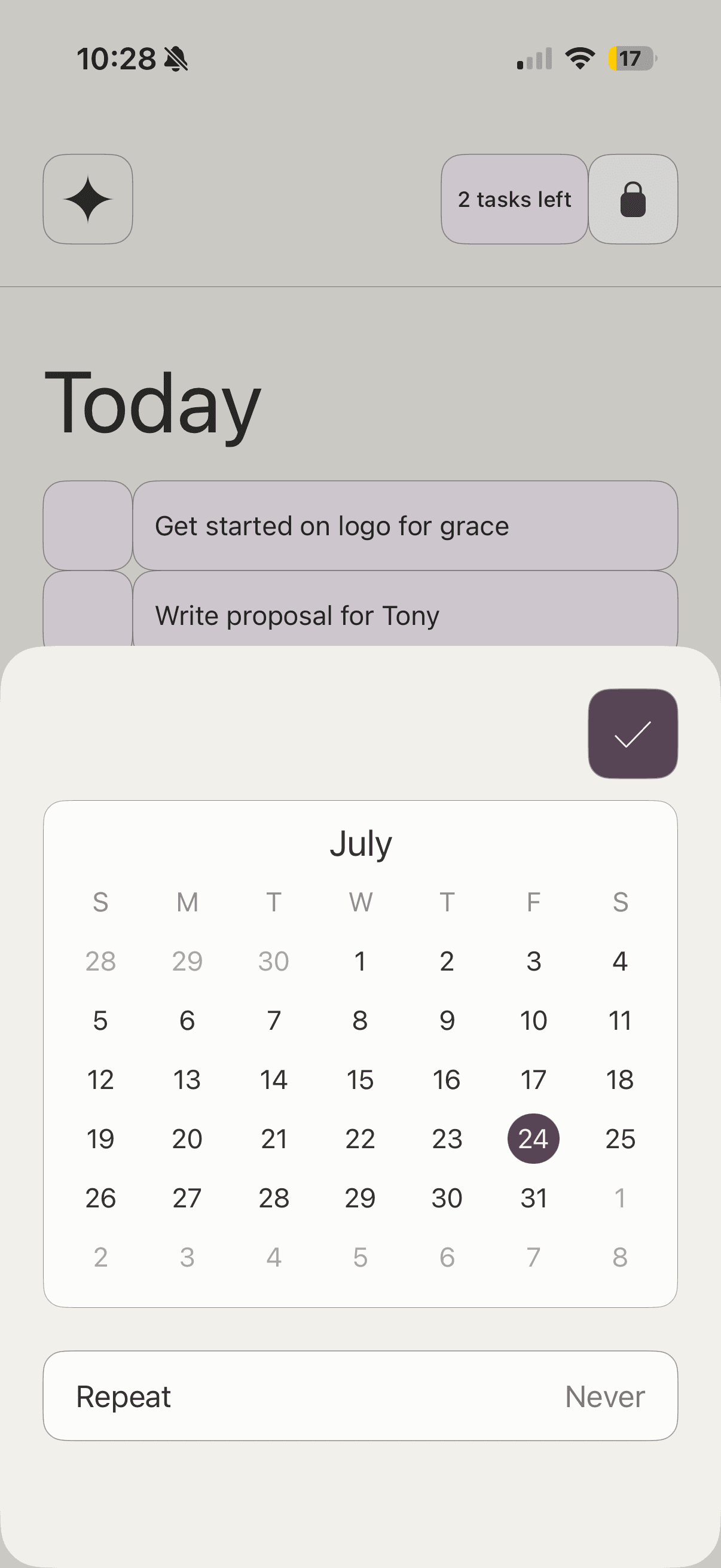 Lockin repeat tasks view