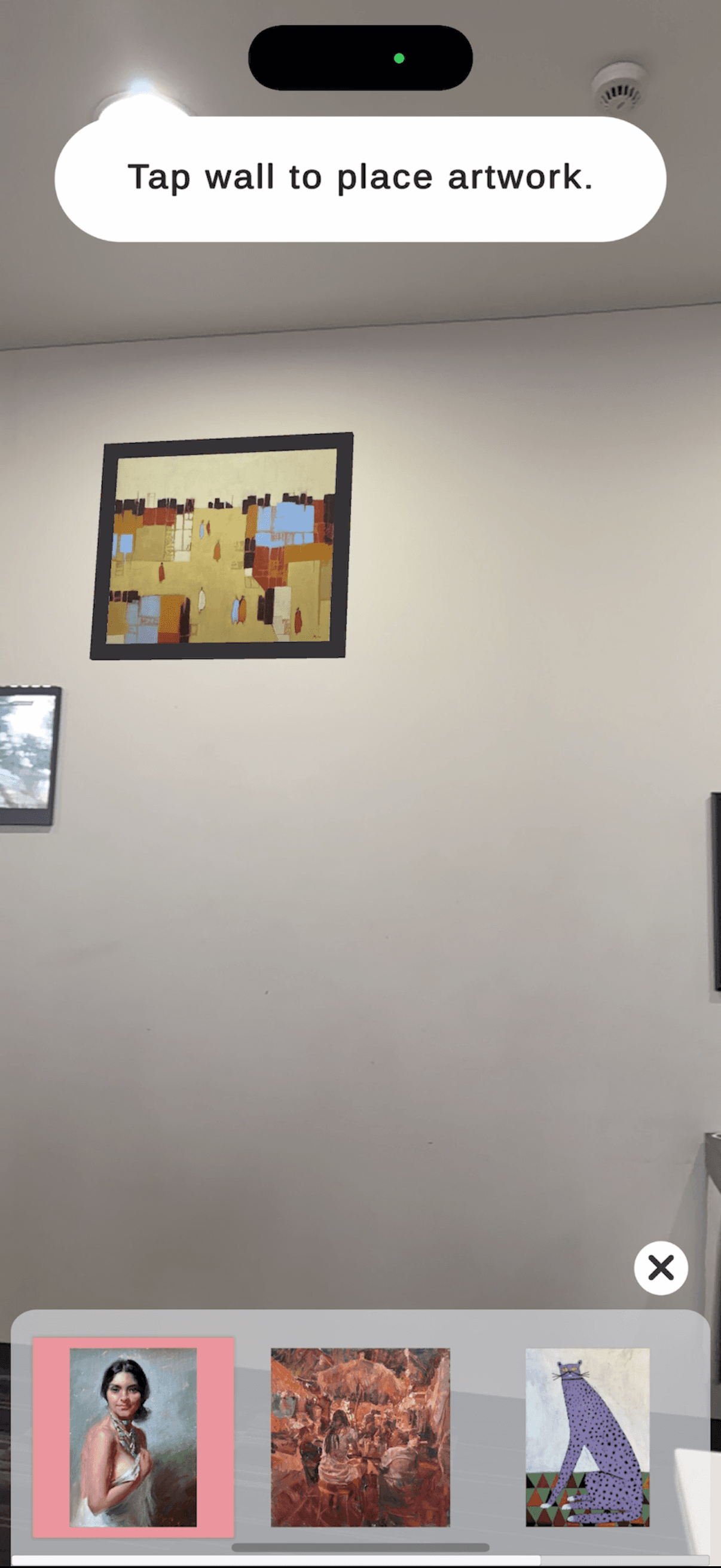 ReCanvased AR placement interface on a wall